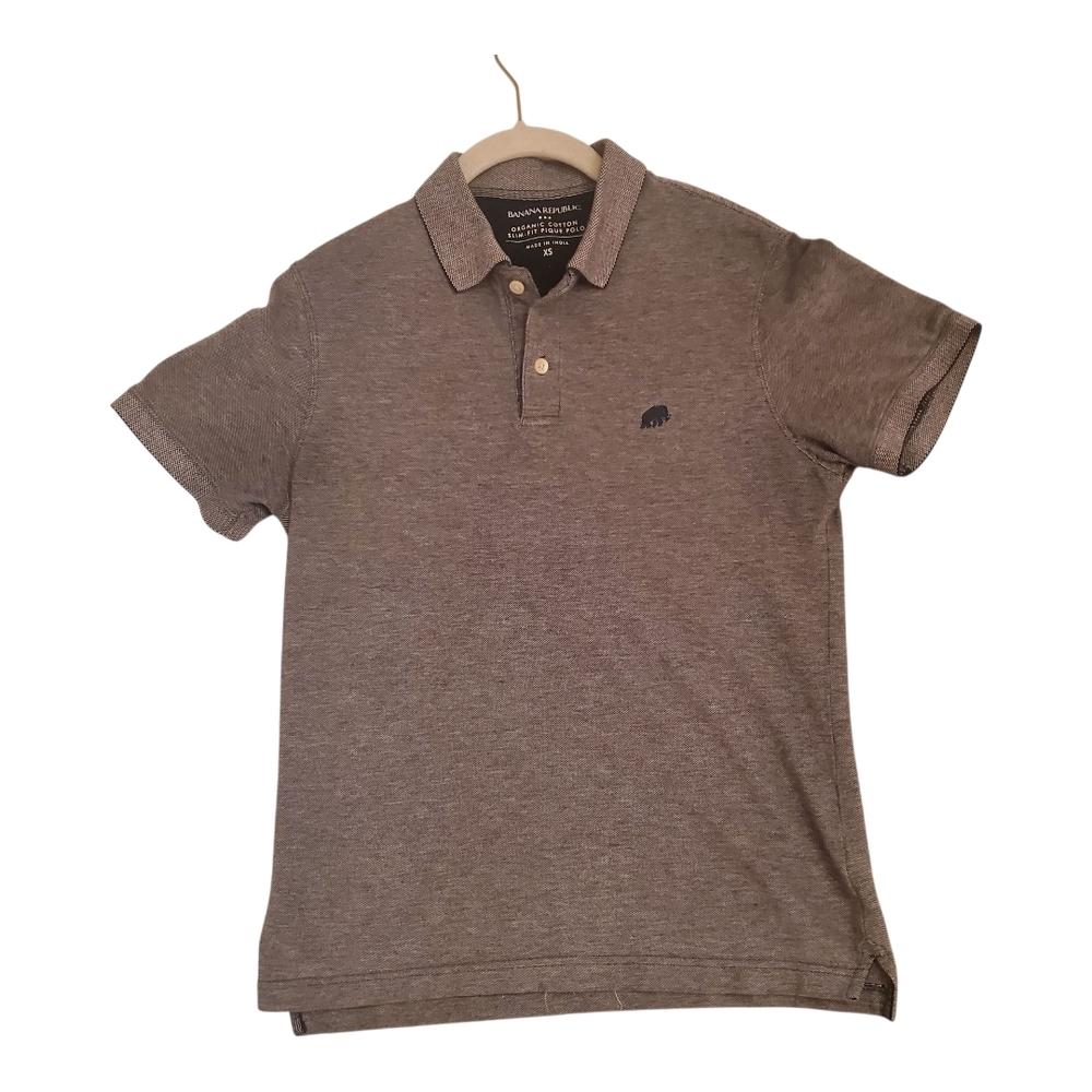 SOLD - Banana Republic Blue And White Slim-Fit Polo Shirt (size XS)